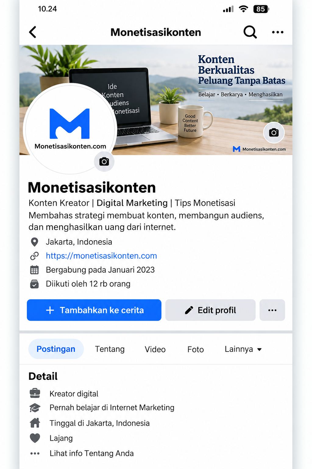 Buat bio yang jelas